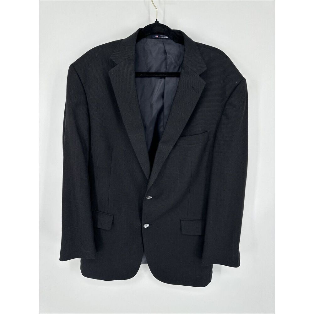 Hart Schaffner Marx Blazer Mens Black‎ Wool Made in USA Sports Coat Jacket 33L